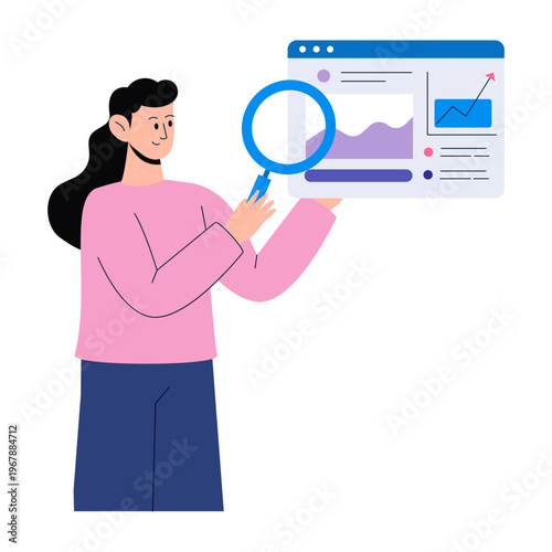 Flat style illustration representing analyzing trends