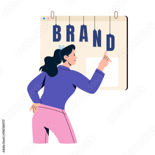 A flat style illustration showing brand identity