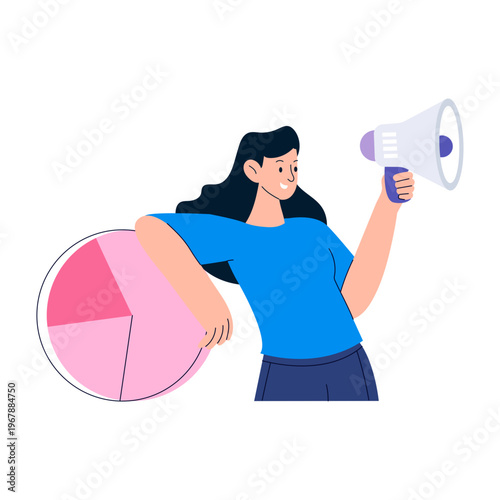 A flat style illustration showing business marketing