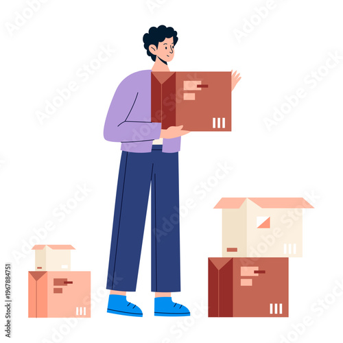 A flat style illustration depicting packaging