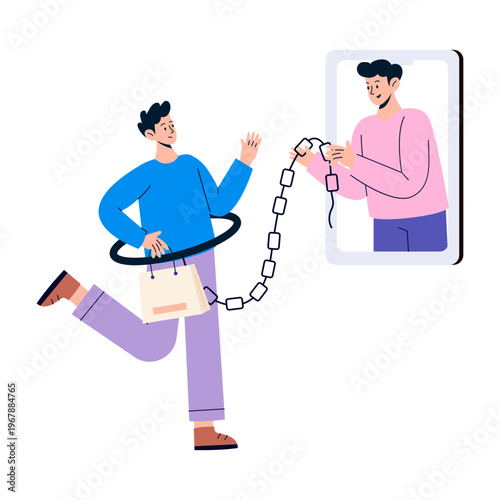 A flat style illustration depicting customer retention