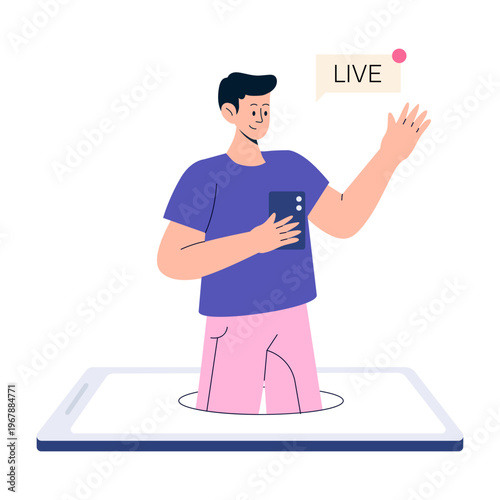A flat style illustration showing live marketing