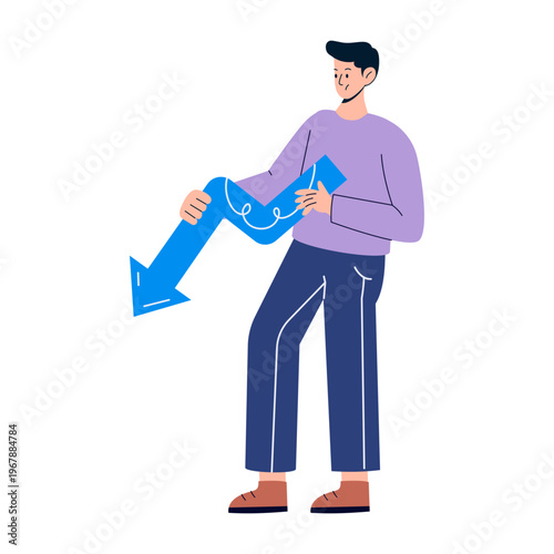 Flat style illustration representing downfall