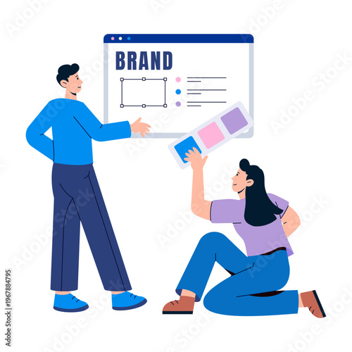 Flat style illustration representing branding
