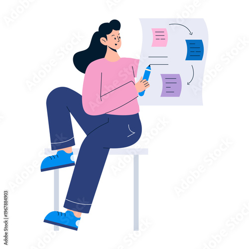 A flat style illustration showing brand strategy