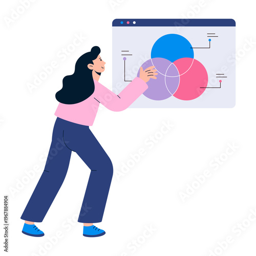 A flat style illustration depicting data visualization