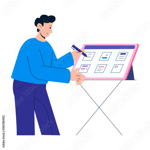 A flat style illustration showing brand content