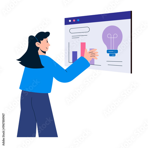 A flat style illustration showing online ideation