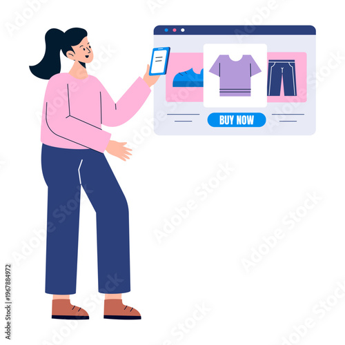 A flat style illustration depicting product view