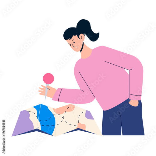 A flat style illustration depicting brand location