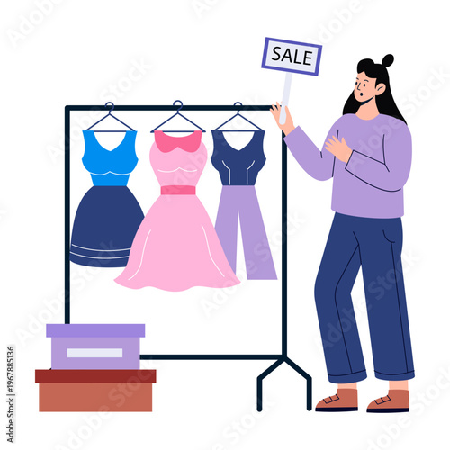 A flat style illustration depicting retail discount