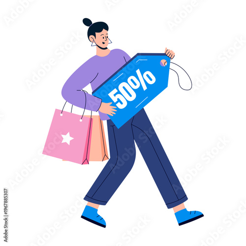 Flat style illustration representing sale tag