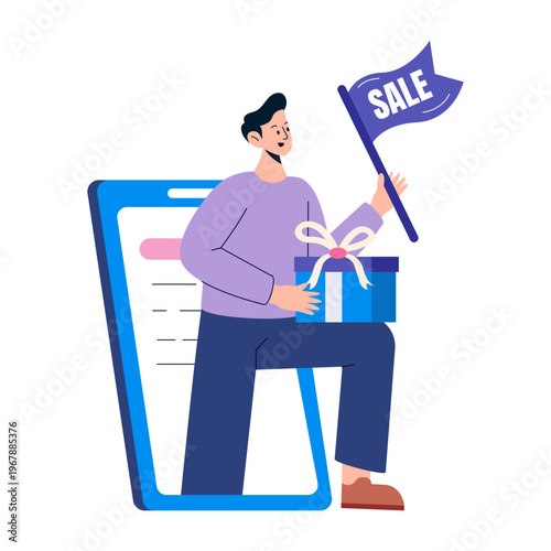 Flat style illustration representing sale offer