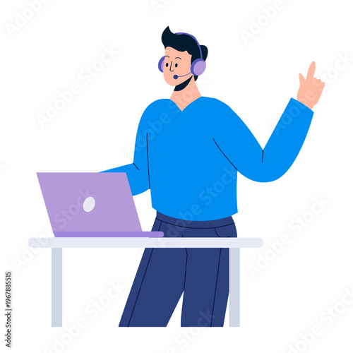 Flat style illustration representing customer service