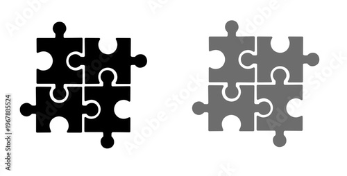 Set of interlocking puzzle pieces icon vector illustration representing teamwork strategy connection unity and logical problem solving for design