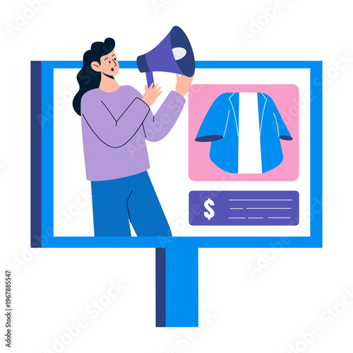 Flat style illustration representing billboard marketing