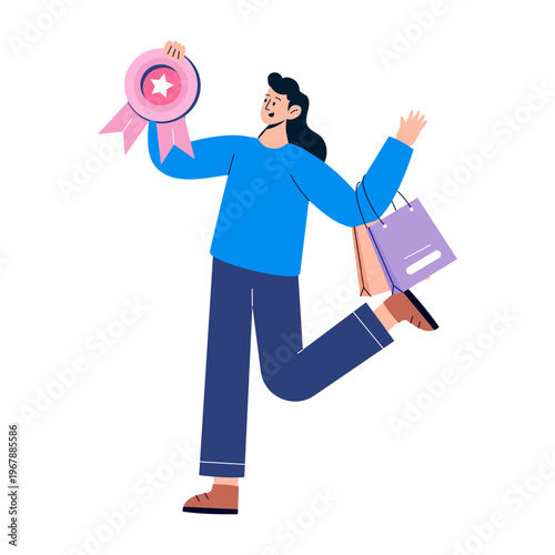 A flat style illustration depicting customer rewards