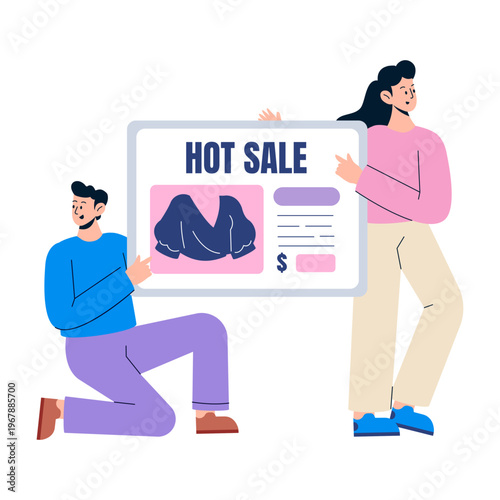 A flat style illustration showing sales board
