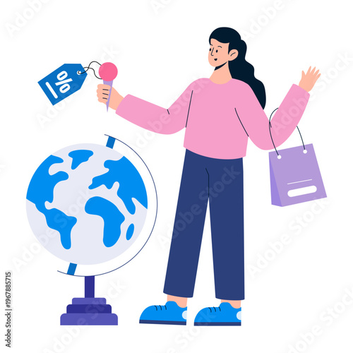 Flat style illustration representing global sales