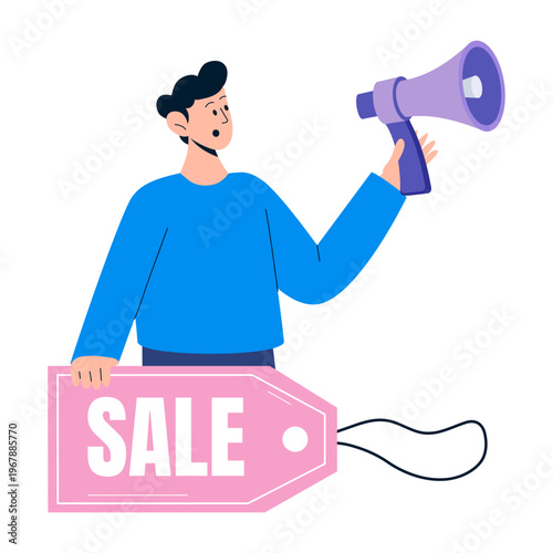 A flat style illustration showing sales marketing
