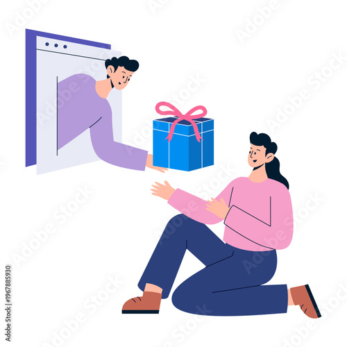 A flat style illustration depicting order arrival