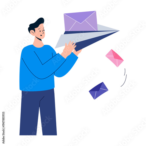 A flat style illustration showing email marketing