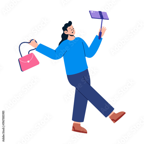 A flat style illustration depicting vlogging