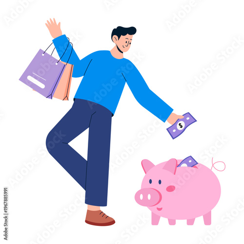 Flat style illustration representing piggy bank