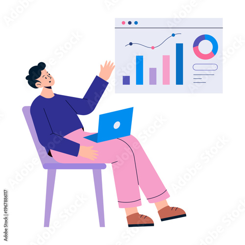 A flat style illustration depicting seo analysis