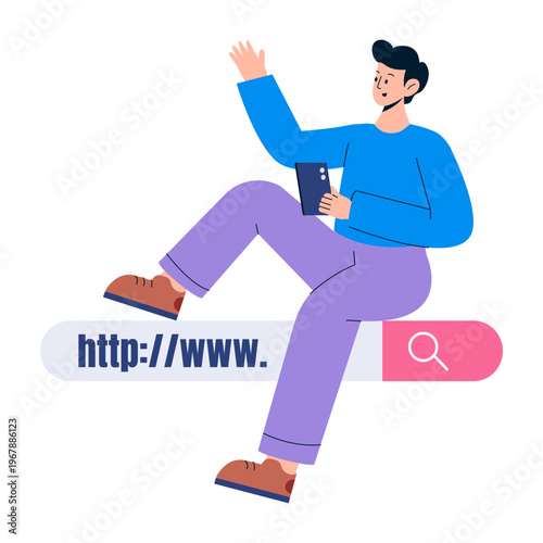 A flat style illustration showing browsing activity