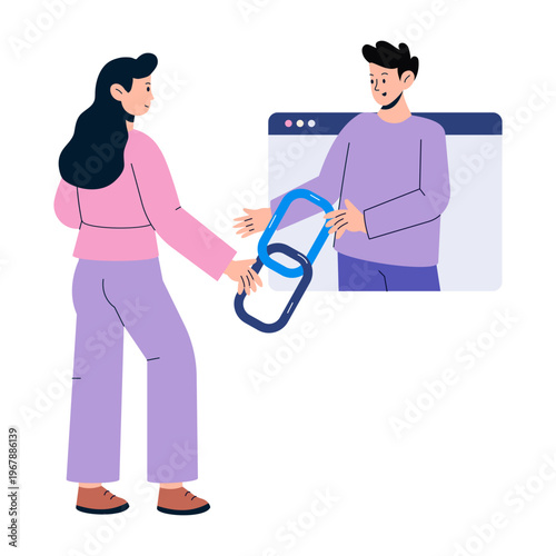 A flat style illustration depicting seo backlinks