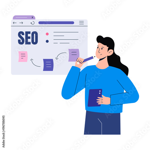 Flat style illustration representing seo strategy
