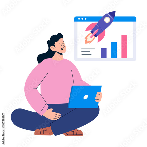 A flat style illustration of page boost