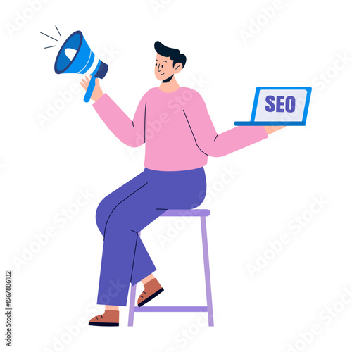 Flat style illustration representing marketing