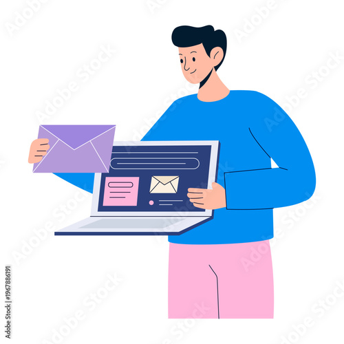A flat style illustration of email marketing