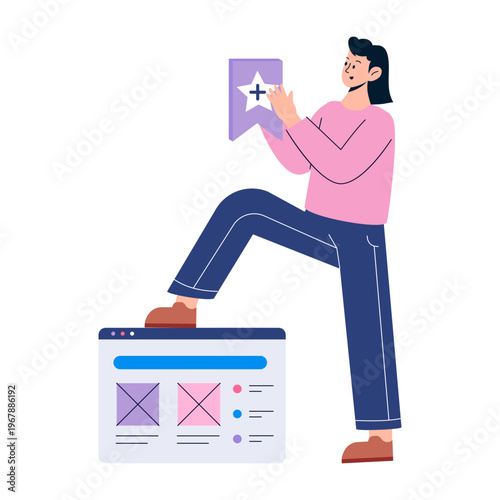 A flat style illustration depicting bookmark site