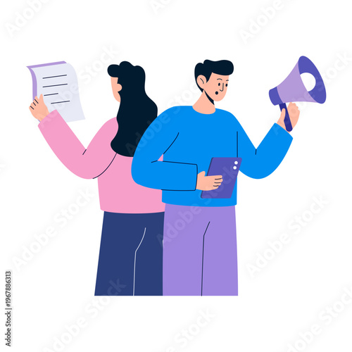 Flat style illustration representing content marketing