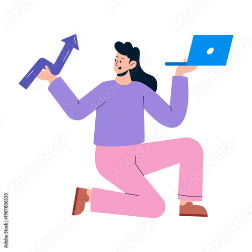 A flat style illustration showing keyword ranking