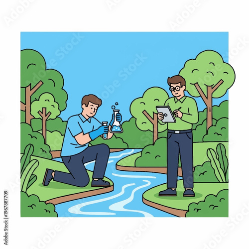 Scientists Analyzing Water Quality in Nature.