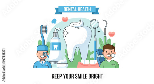 Dental Health Concept: Dentist, Tooth, Tools, Toothbrush, Toothpaste - Keep Smile Bright