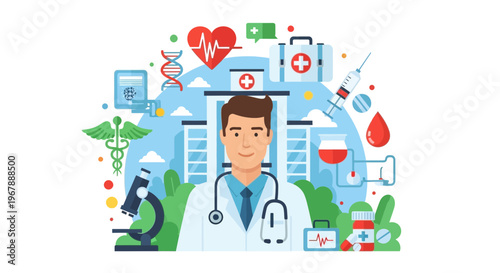 Doctor and Medical Icons - Healthcare and Medicine Concept