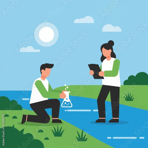 Scientists Analyzing Water Quality in Nature.