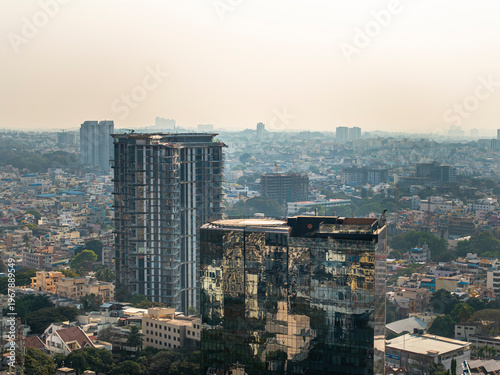 Canvastavla Aerial view of the modern high-rise skyscrapers in Bengaluru, Karnataka, showcasing the city's dynamic skyline