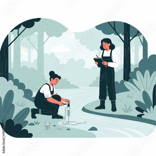 Water Quality Testing - Scientists Analyzing Stream Water.