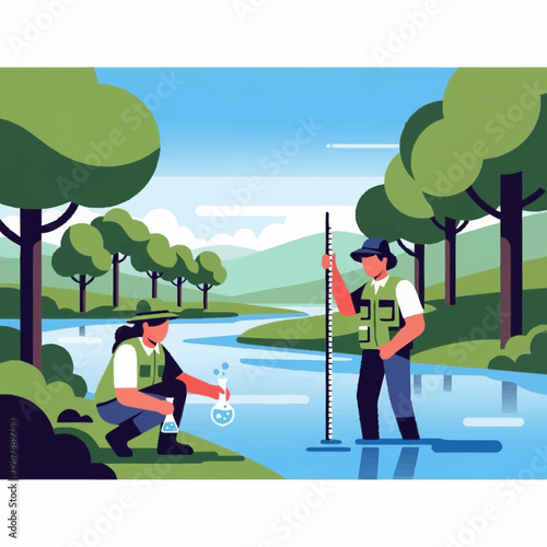 Water Quality Assessment - Scientists Analyzing River Conditions.