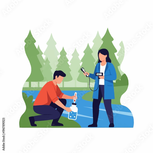 Water Quality Testing - Scientists Collecting Samples for Environmental Analysis.
