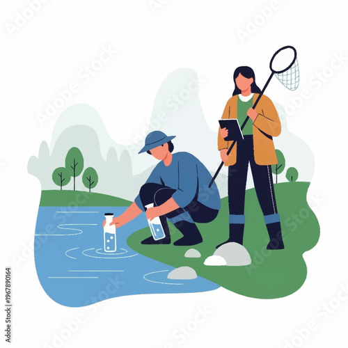 Scientists Collecting Water Samples for Environmental Analysis and Research.