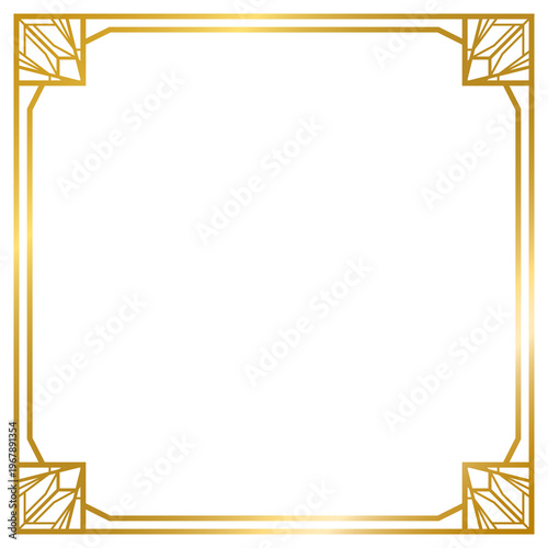 Decorative gold frames collection png transparent background, Art Deco gold frame, Vintage frame line geometric, wedding, label, card, frame, cover, poster, greeting, invitation
