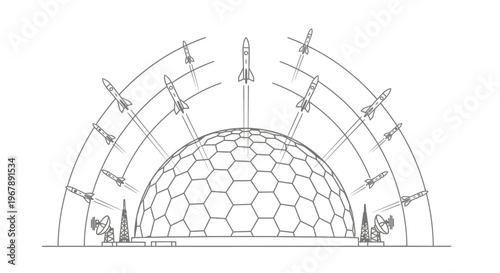 Detailed illustration of a geodesic dome.