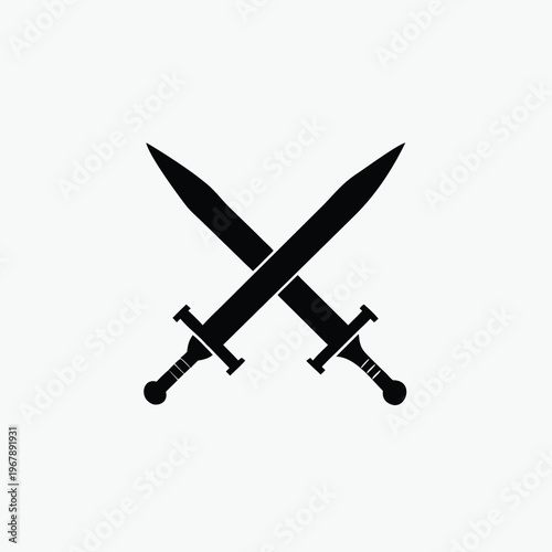rossed swords icon front view silhoutte template